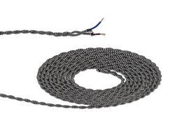 D0541  Cavo 1m Black/White Wave Braided Twisted 2 Core 0.75mm Cable